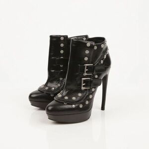 Alexander McQueen Black Studded Ankle Boots